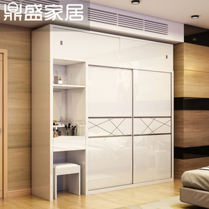 推拉门衣柜现代简约经济型板式木质移门柜子组合卧室整体烤漆衣柜