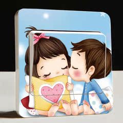 沃雅新一代时尚创意韩国风格DIY 彩色开关贴【可爱亲嘴】百款多选