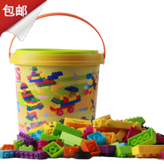 包邮特价积木塑料拼插益智乐高积木拼装式儿童玩具156粒桶装收纳