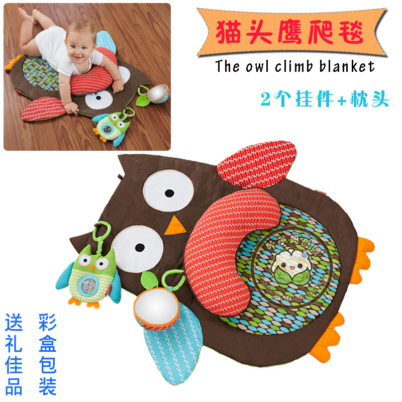 婴儿玩具宝宝游戏毯 动物友好森林猫头鹰俯卧趴枕垫 爬行垫