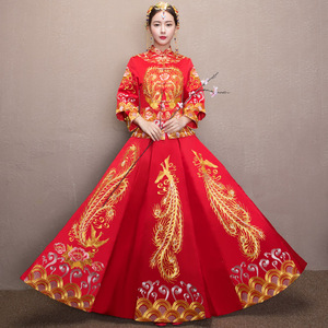 秀禾服2017新款新娘结婚嫁衣礼服龙凤褂古装中式婚纱秀和服敬酒服中式婚纱