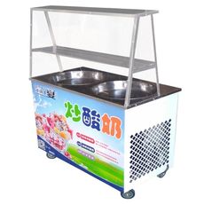 嘉旺佰特 商用双锅平锅手动炒冰机 炒酸奶机炒奶果机炒冰粥机包邮
