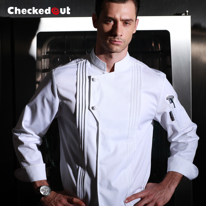 厨师长工作服春季总厨制服饭店餐厅后厨男厨师服装厨师服长袖白色