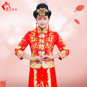 龙凤褂新娘2017新款夏秀禾服结婚礼服红色旗袍嫁衣敬酒服中式婚纱中式婚纱