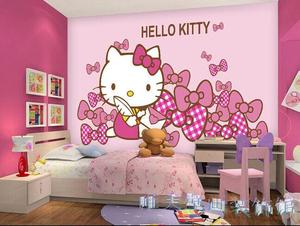 大型壁画电视背景墙卧室ktv壁纸主题儿童房卡通墙纸 hellokitty猫 ￥