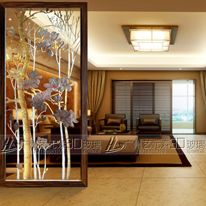 艺术玻璃吊顶装饰用通道入户客厅玄关屏风隔断双面透光磨砂雕花