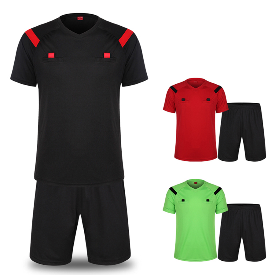 足球裁判服套装男女短袖纯色团购比赛足球裁判用品球衣裁判装备