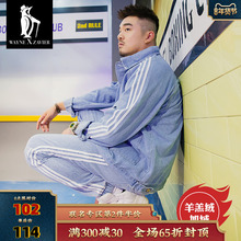 韦恩泽1o尔加肥加大o9松翻领复古牛仔加绒厚夹克外套男5923