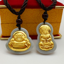 翡翠金1o玉观音佛吊o9挂件情侣式项链弥勒佛玉坠活动(小)礼品