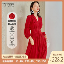 法式复37赫本风春夏361新式修身气质v领雪纺大长裙子