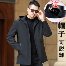 中年男5t外套春秋装jt30岁40爸爸休闲中长式风衣50中老年男装