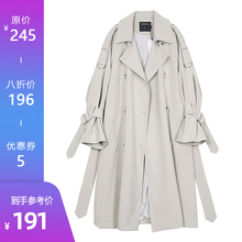 【8折5t欢】风衣女jt韩款秋季BF风宽松过膝休闲薄外套