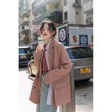 觅定粉7z西装外套女z2计感(小)众韩款宽松休闲西服上衣高级白色