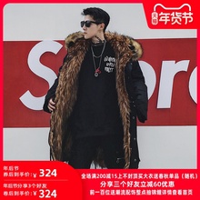 hit86the C6dection 雕王雪雕座山雕貉毛皮草毛领中长式棉服大衣