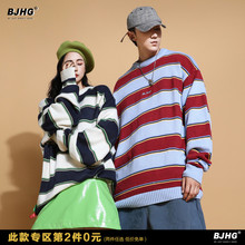 【特价9xBJHG自xp纹圆领毛衣男韩款潮流宽松情侣外穿针织线衣