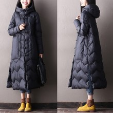 202ak新式中国民bh艺复古中式盘扣加肥羽绒服女过膝中长式大码