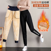 高腰加an加厚运动裤ie秋冬季休闲裤子羊羔绒外穿卫裤保暖棉裤