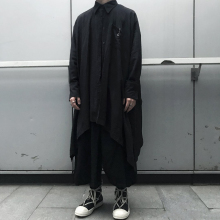 ForanLACK山ie暗黑风不规则褶皱设计男女情侣宽松外套