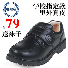 男童黑an皮鞋真皮儿ie出鞋花童鞋学生单鞋礼仪鞋校鞋牛皮软底