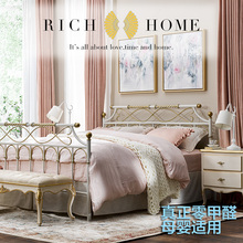 RICan HOMEla双的床美式乡村北欧环保无甲醛1.8米1.5米
