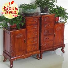 香樟木an具五斗柜客en(小)高低柜新中式装饰梯柜卧室雕花储物柜