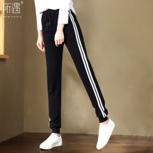 百搭长an休闲加长运un高个子秋季宽松束脚加绒春秋学生直筒款