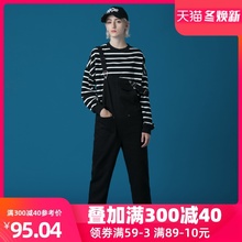202aq新式黑色背po减龄可爱韩款宽松复古直筒泫雅风牛仔裤春秋