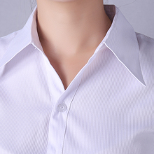 职业短aq工作服正装po袖大码工装条纹粉色衬衣OL棉