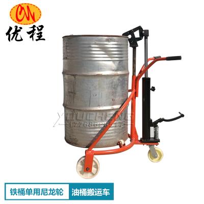 手动油at咬嘴升高搬gw嘴手推车圆铁塑料桶液压叉车简易手推车