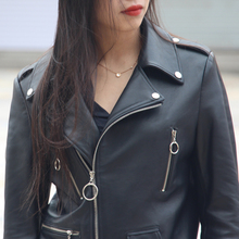 娅狮丹at皮衣夹克真gw女女外套绵羊女士夹克领女式女式机车服