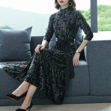 202ax年春秋新式lc袖女式秋裙贵夫的阔太太高端洋气碎花连衣裙