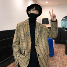 MRCaxC韩款宽松io气格子(小)西服外套潮流百搭休闲潮男士西装