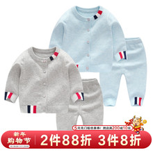 婴儿冬ax纯棉毛衣套io宝宝秋冬加绒开衫新生儿针织衫外出衣服