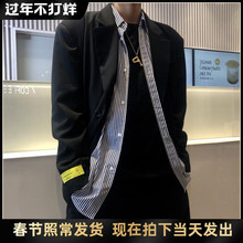 Addayess u66own山本暗黑痞帅垫肩西装外套男女休闲ins设计师潮牌