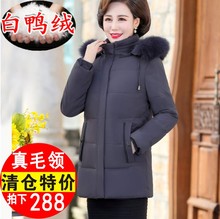反季清ay新正波司登66女短式中老年的真毛领白鸭绒妈妈装外套