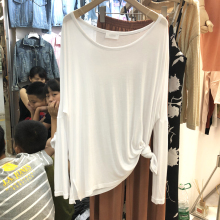 上衣女ay020新式66宽松显瘦打底衫白色套头长袖T恤薄式防晒衫