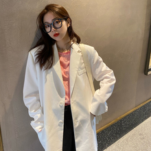 安酒月ay秋季职业白66西装外套女士垫肩韩款宽松oversize西服