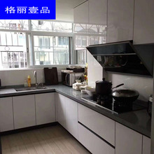 家用厨ay装修灶台柜yu厨柜整体橱柜定制不锈钢柜子石英石台面