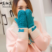 真细真ay女冬可爱韩yu棉针织加厚保暖毛线加绒全指骑车