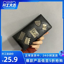 女士钱ay女长式复古yu0新式潮韩款个性青年多卡位钱夹子母包卡包