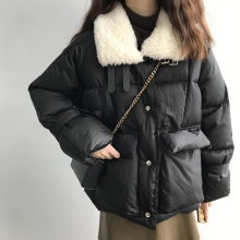 冬季韩ba加厚纯色短ng羽绒棉服女宽松百搭保暖面包服女式棉衣