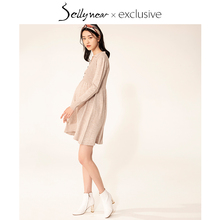 SELbaYNEARom式孕妇中长式连衣裙时尚简约轻薄透气外出哺乳裙