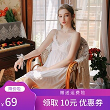 吊带睡ba女夏季纯棉en衣冰丝带胸垫韩款宫廷清新甜美学生薄式