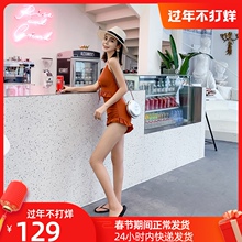 游泳衣bc遮肚显瘦保sw范连体性感露背韩国ins风平角泳装温泉