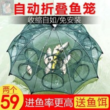 伞型大bd虾笼折叠渔nm螃蟹泥鳅黄鳝龙虾网自动捕鱼笼工具包邮