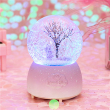 梦幻樱bi飘雪水晶球en音盒送女孩情侣女生宝宝生日礼物