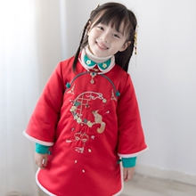 女童旗bl冬装加厚唐l8宝宝装中国风棉袄汉服拜年服女童新年装