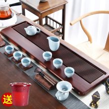 茶盘家bm重竹日式简kj长方形茶海茶台整块功夫茶具干泡排水式