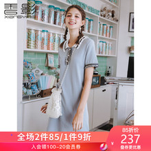 香影tbm连衣裙女2sb夏装新式(小)香风宽松polo领直筒冰丝针织裙子
