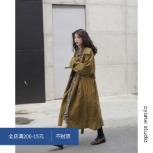欧阳喜br长式女 春cm韩款宽松过膝大衣开衫翻领气质外套